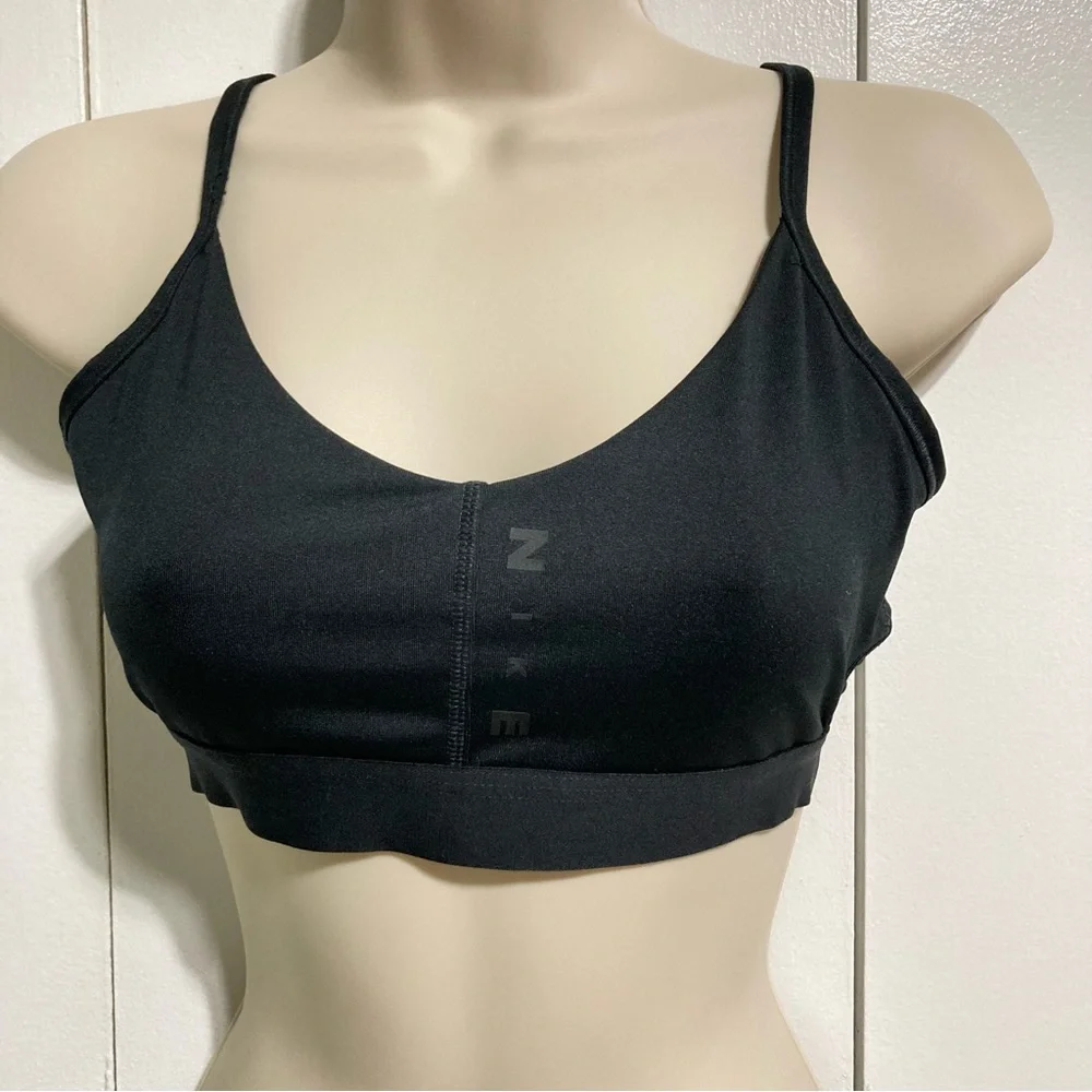 NIKE Dri-fit Light Support Criss Cross Mesh Back Sports Bra Black Womens Medium